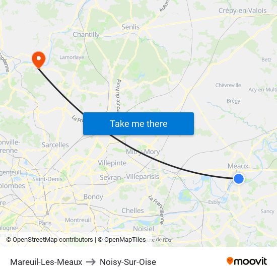 Mareuil-Les-Meaux to Noisy-Sur-Oise map