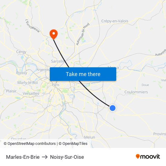 Marles-En-Brie to Noisy-Sur-Oise map