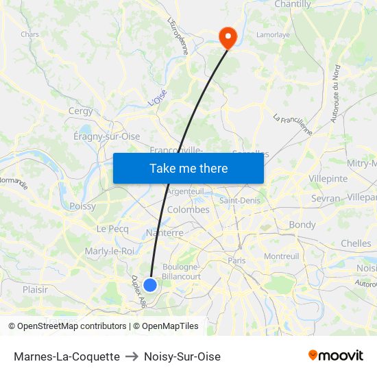 Marnes-La-Coquette to Noisy-Sur-Oise map