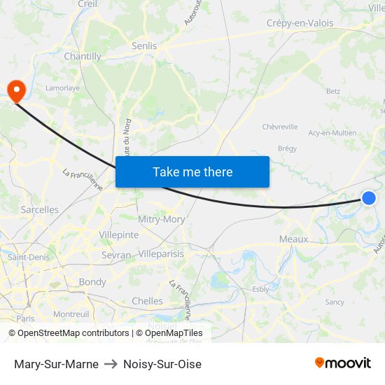 Mary-Sur-Marne to Noisy-Sur-Oise map