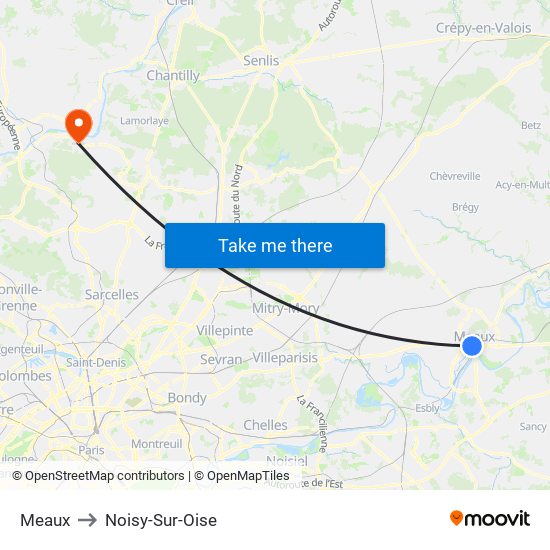 Meaux to Noisy-Sur-Oise map