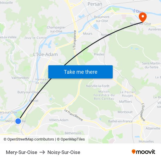 Mery-Sur-Oise to Noisy-Sur-Oise map