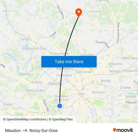 Meudon to Noisy-Sur-Oise map