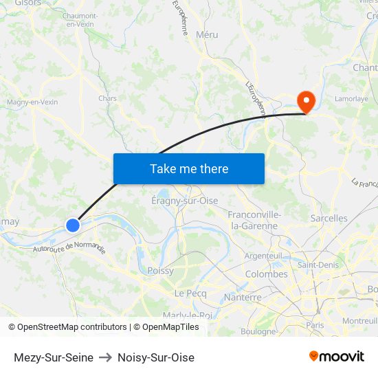 Mezy-Sur-Seine to Noisy-Sur-Oise map