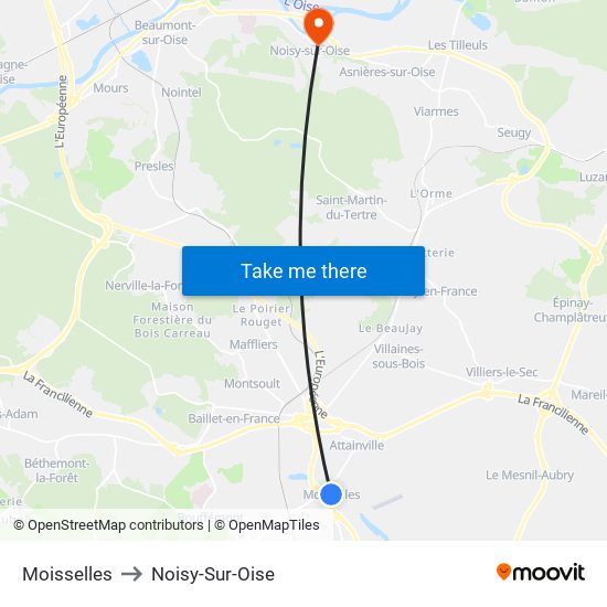 Moisselles to Noisy-Sur-Oise map