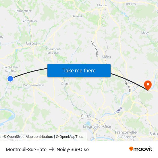 Montreuil-Sur-Epte to Noisy-Sur-Oise map