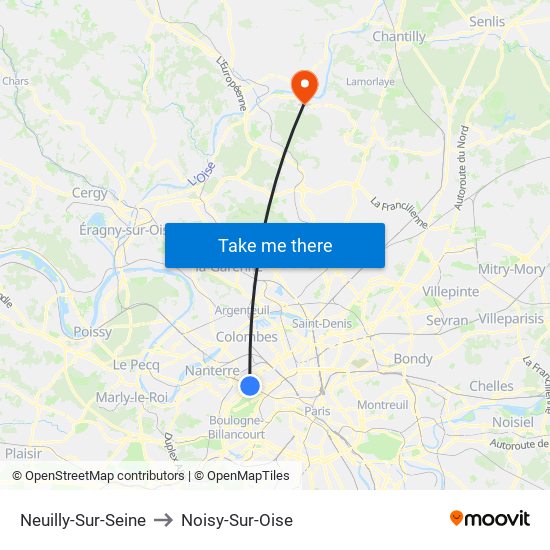 Neuilly-Sur-Seine to Noisy-Sur-Oise map