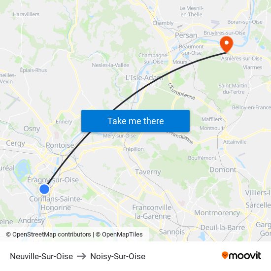 Neuville-Sur-Oise to Noisy-Sur-Oise map