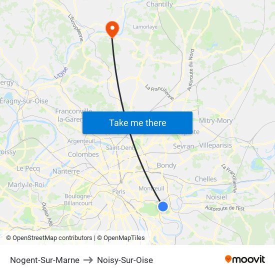 Nogent-Sur-Marne to Noisy-Sur-Oise map