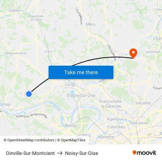 Oinville-Sur-Montcient to Noisy-Sur-Oise map