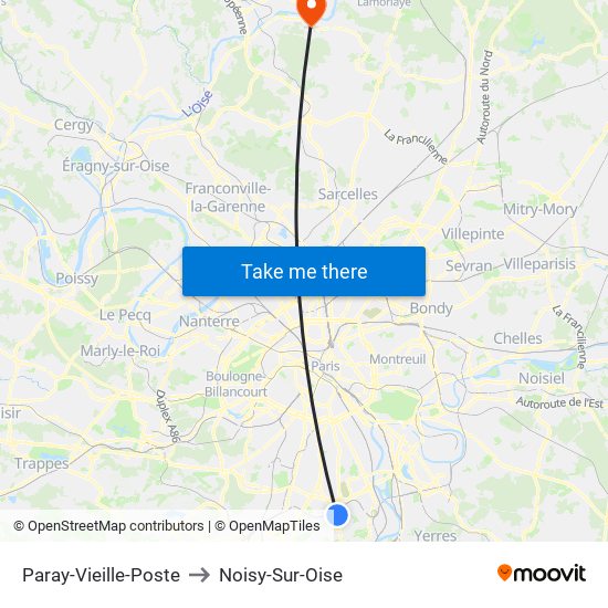 Paray-Vieille-Poste to Noisy-Sur-Oise map
