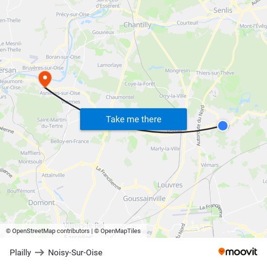 Plailly to Noisy-Sur-Oise map