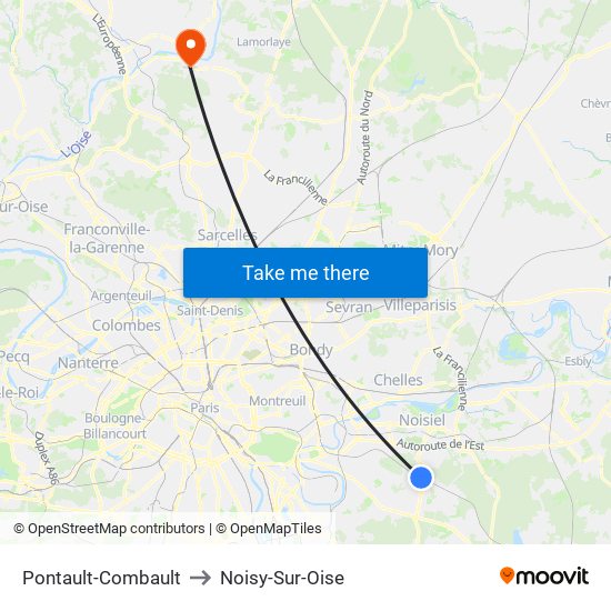 Pontault-Combault to Noisy-Sur-Oise map