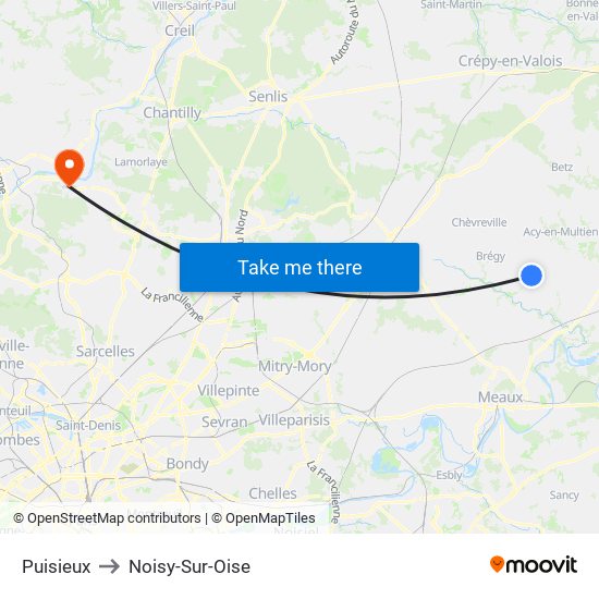 Puisieux to Noisy-Sur-Oise map