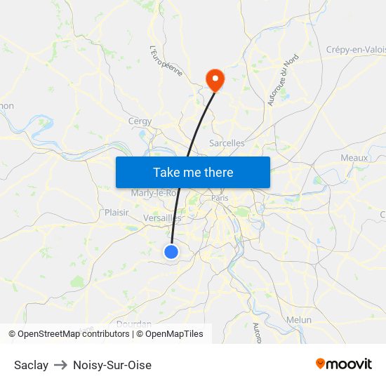 Saclay to Noisy-Sur-Oise map