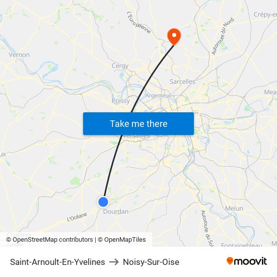 Saint-Arnoult-En-Yvelines to Noisy-Sur-Oise map