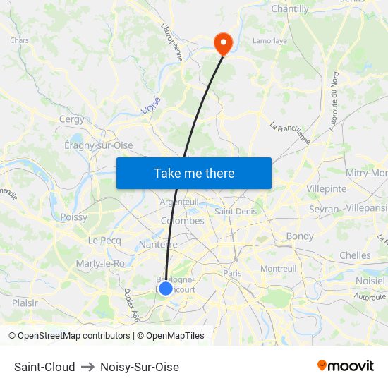 Saint-Cloud to Noisy-Sur-Oise map