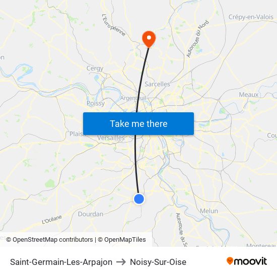 Saint-Germain-Les-Arpajon to Noisy-Sur-Oise map