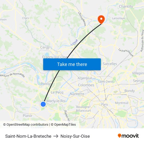 Saint-Nom-La-Breteche to Noisy-Sur-Oise map