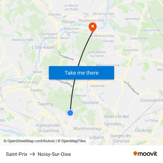Saint-Prix to Noisy-Sur-Oise map