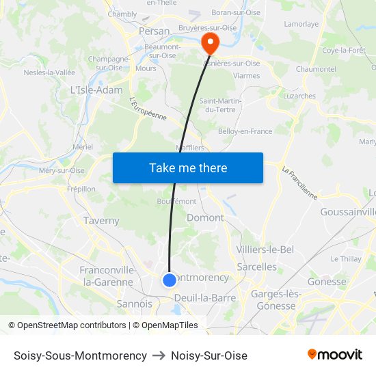 Soisy-Sous-Montmorency to Noisy-Sur-Oise map