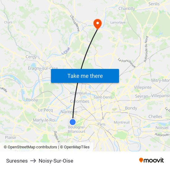 Suresnes to Noisy-Sur-Oise map