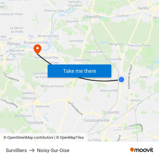 Survilliers to Noisy-Sur-Oise map