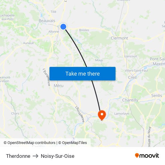 Therdonne to Noisy-Sur-Oise map