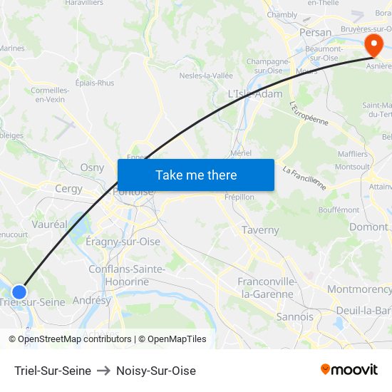 Triel-Sur-Seine to Noisy-Sur-Oise map