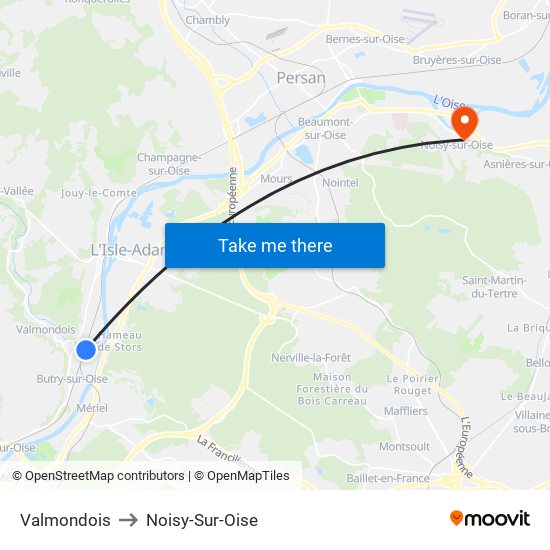 Valmondois to Noisy-Sur-Oise map