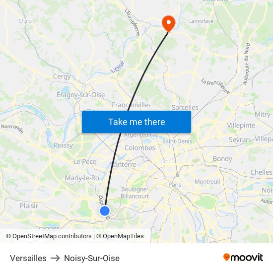 Versailles to Noisy-Sur-Oise map