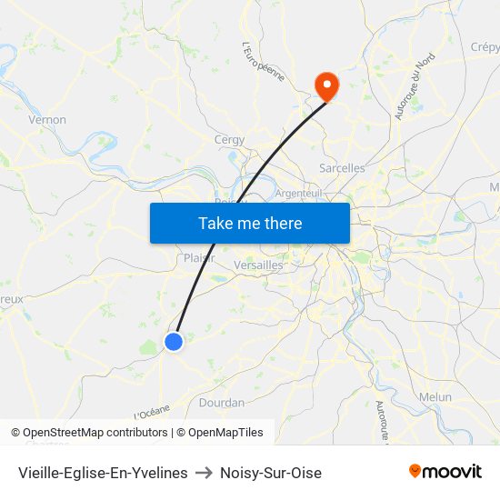 Vieille-Eglise-En-Yvelines to Noisy-Sur-Oise map