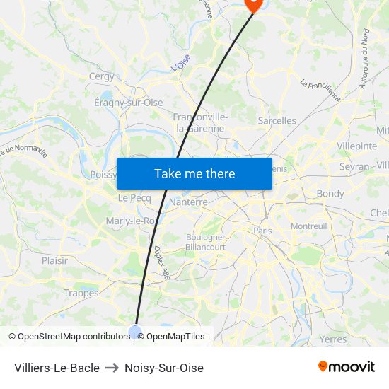 Villiers-Le-Bacle to Noisy-Sur-Oise map