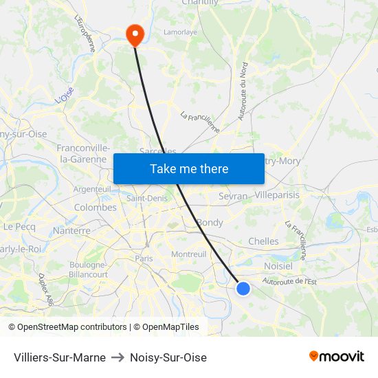 Villiers-Sur-Marne to Noisy-Sur-Oise map