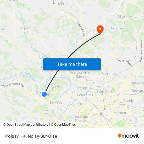 Poissy to Noisy-Sur-Oise map