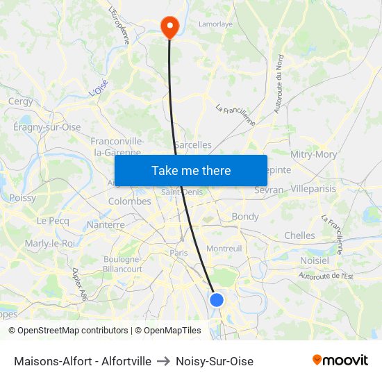 Maisons-Alfort - Alfortville to Noisy-Sur-Oise map
