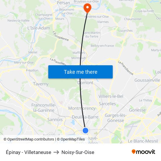 Épinay - Villetaneuse to Noisy-Sur-Oise map