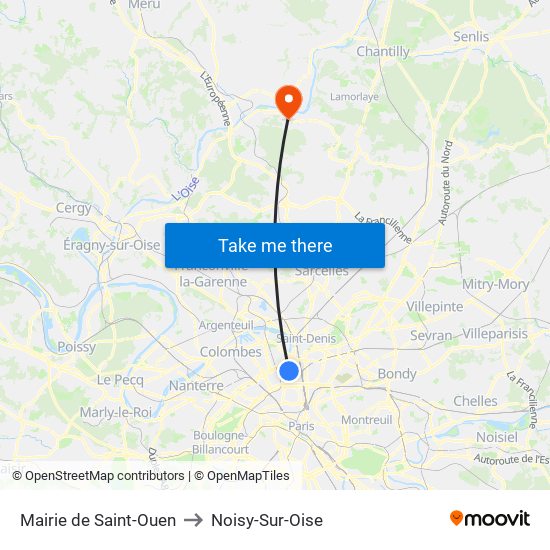 Mairie de Saint-Ouen to Noisy-Sur-Oise map
