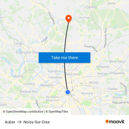 Auber to Noisy-Sur-Oise map