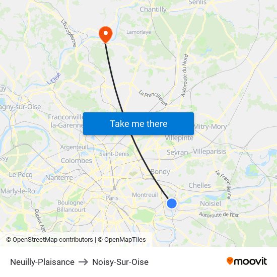 Neuilly-Plaisance to Noisy-Sur-Oise map