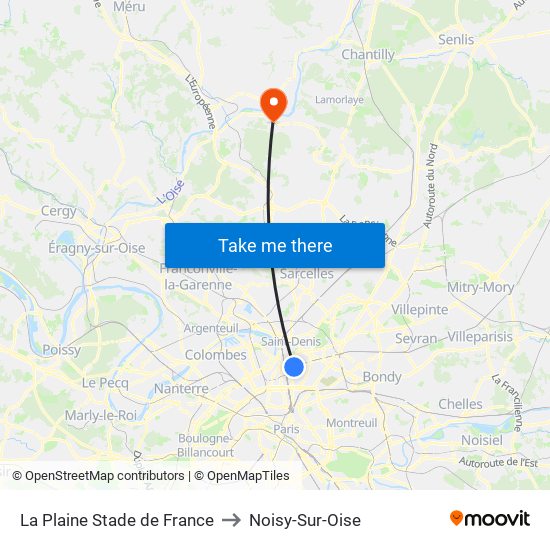 La Plaine Stade de France to Noisy-Sur-Oise map