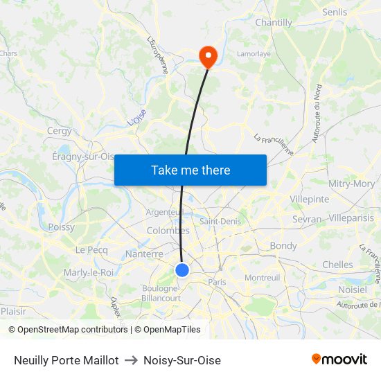 Neuilly Porte Maillot to Noisy-Sur-Oise map