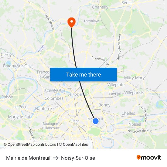 Mairie de Montreuil to Noisy-Sur-Oise map