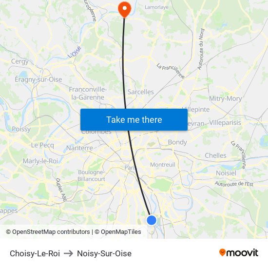 Choisy-Le-Roi to Noisy-Sur-Oise map