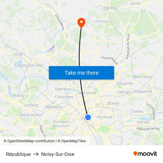 République to Noisy-Sur-Oise map