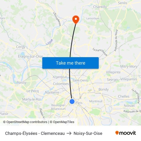 Champs-Élysées - Clemenceau to Noisy-Sur-Oise map
