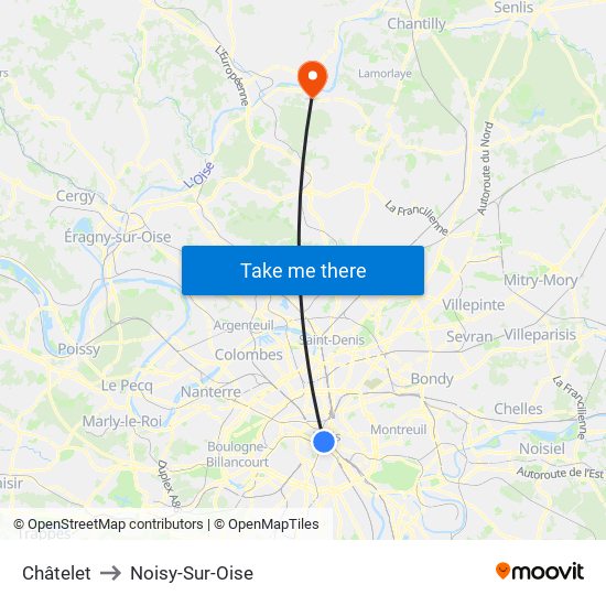 Châtelet to Noisy-Sur-Oise map