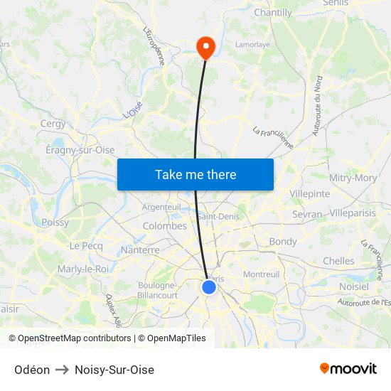 Odéon to Noisy-Sur-Oise map