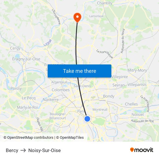 Bercy to Noisy-Sur-Oise map