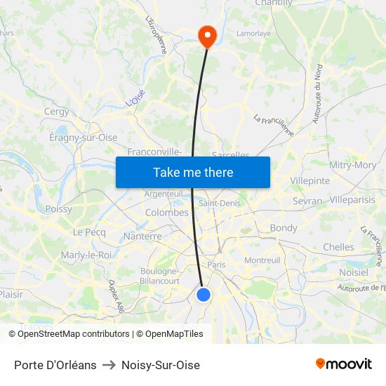 Porte D'Orléans to Noisy-Sur-Oise map